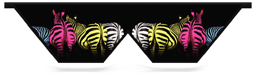 Füllstoffe > W-förmige Planke zum einhängen  > Gekleurde Zebra'Bunte Zebras 
